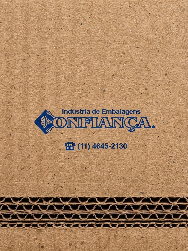 Carimbo da Embalagens Confiança marcado em chapa de papelão ondulado